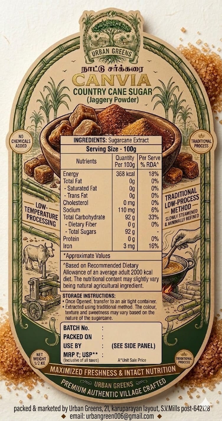 CANVIA nutrition facts label — ingredients: sugarcane extract only